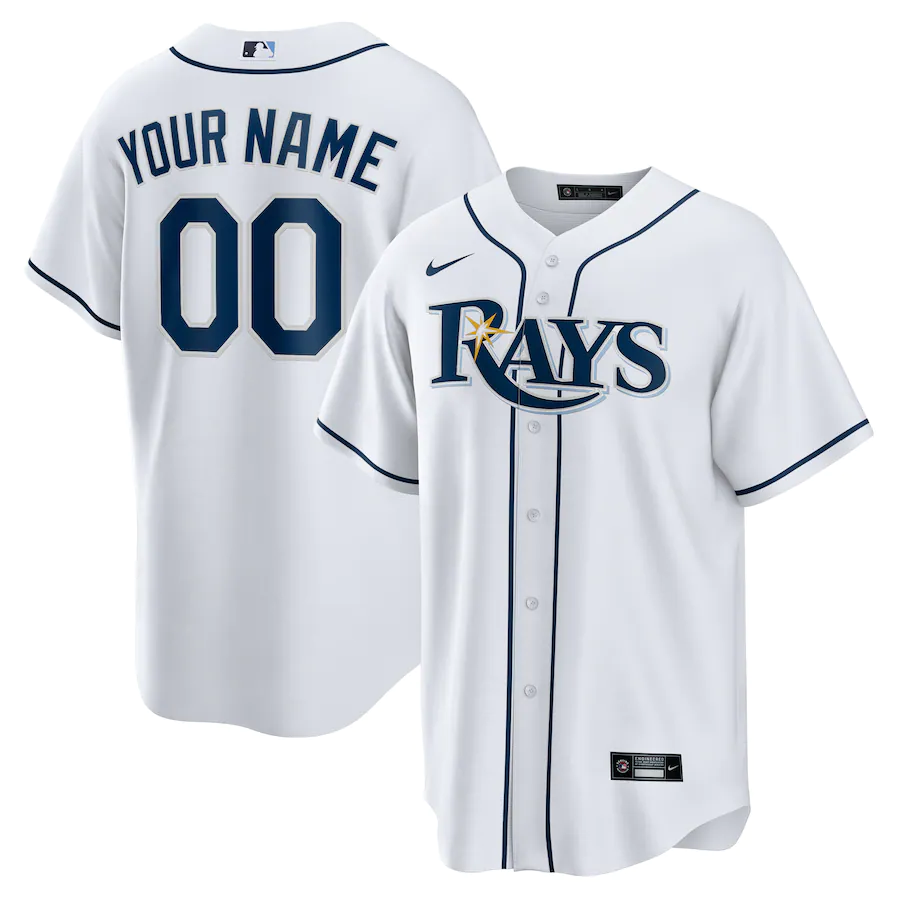 Men's Tampa Bay Rays White Home Replica Custom Jerseys