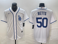 Men's Los Angeles Dodgers Mookie Betts #50 White Limited Player Jerseys