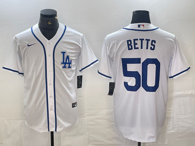 Men's Los Angeles Dodgers Mookie Betts #50 White Limited Player Jerseys