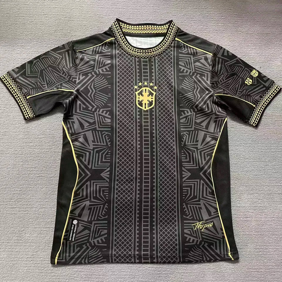2026 Brazil Special Edition Black Fans Soccer Jersey Detail 1