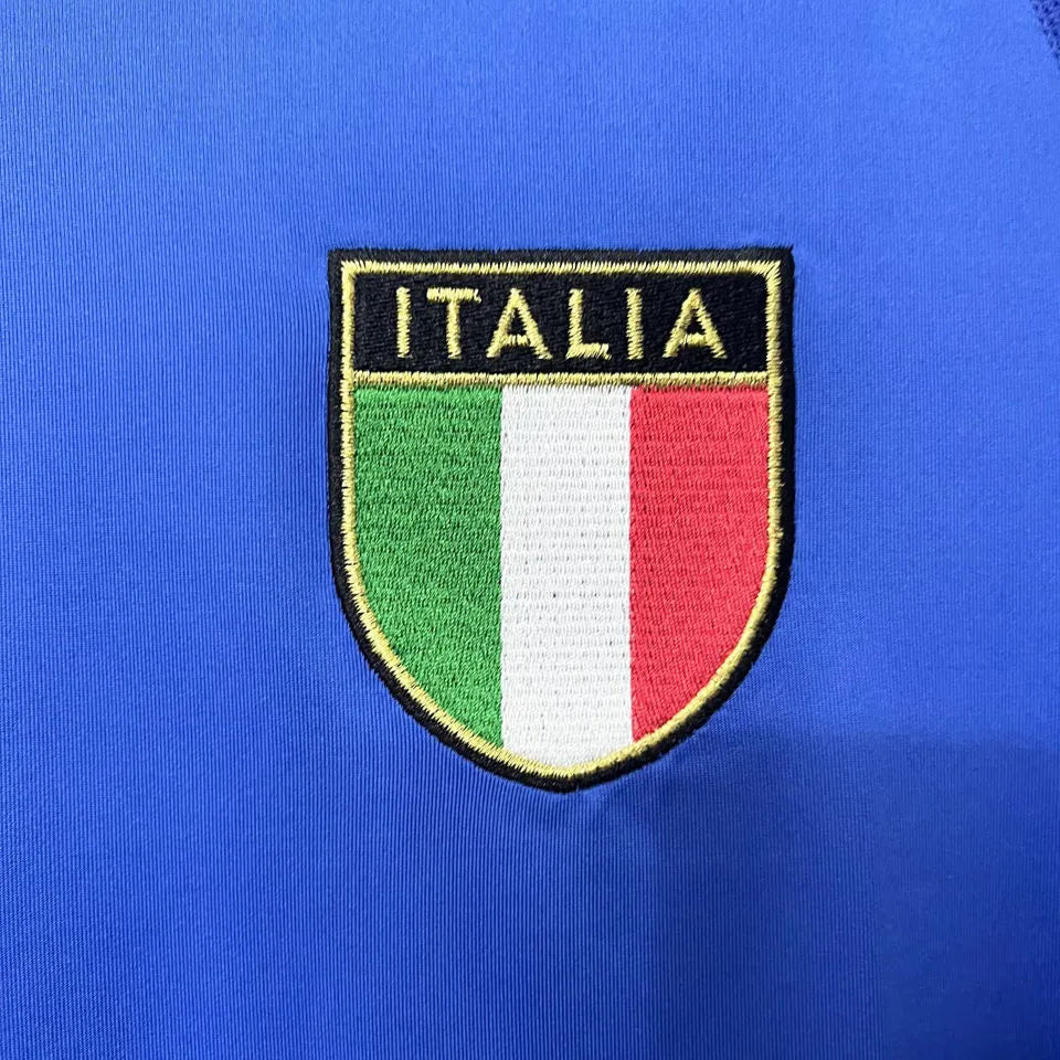 2000 Italy Home Blue Retro Soccer Jersey Detail 1