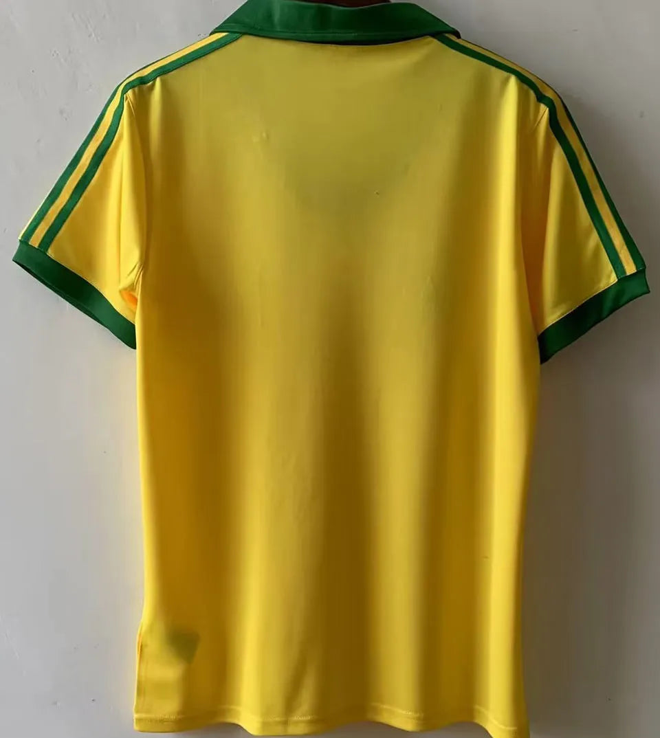 1978 Brazil Home Yellow Retro Soccer Jersey Back