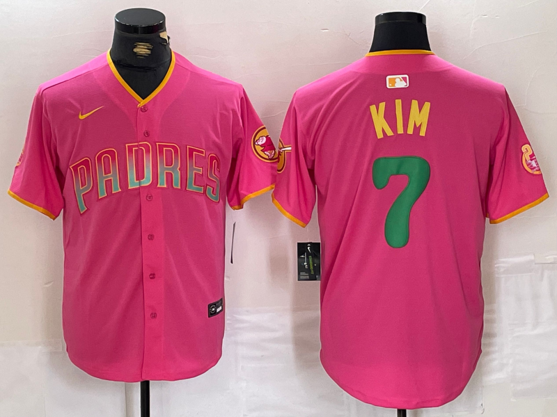 Men's San Diego Padres Ha-Seong Kim #7 Pink Replica Player Jerseys