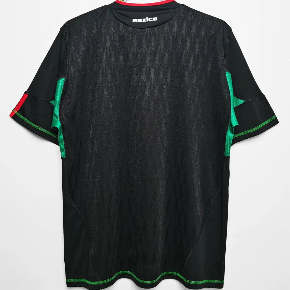 2010 Mexico Away Black Retro Soccer Jersey Back