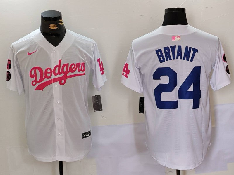 Men's Los Angeles Dodgers Kobe Bryant #24 White Limited Player Jerseys