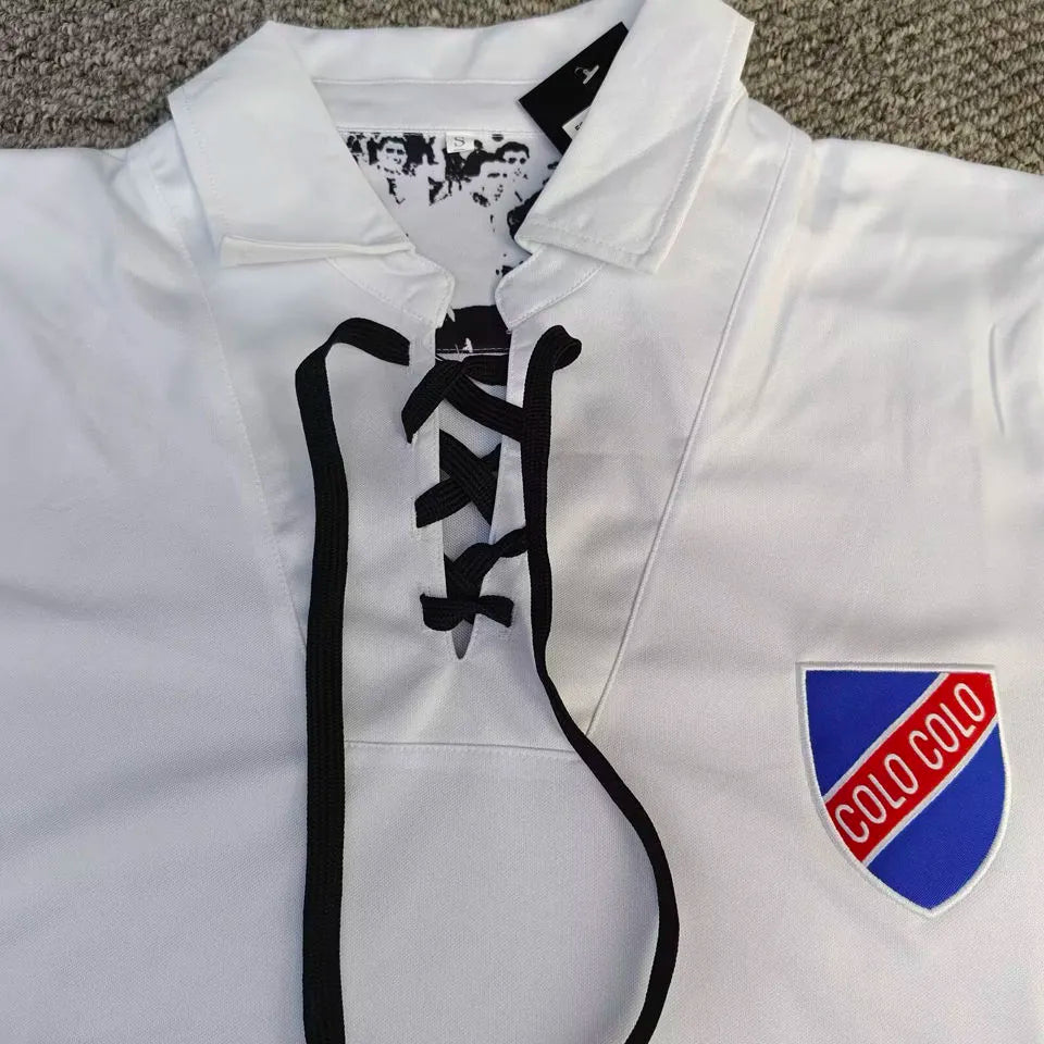 1925 Colo-Colo Home White Retro Soccer Jersey Detail 1