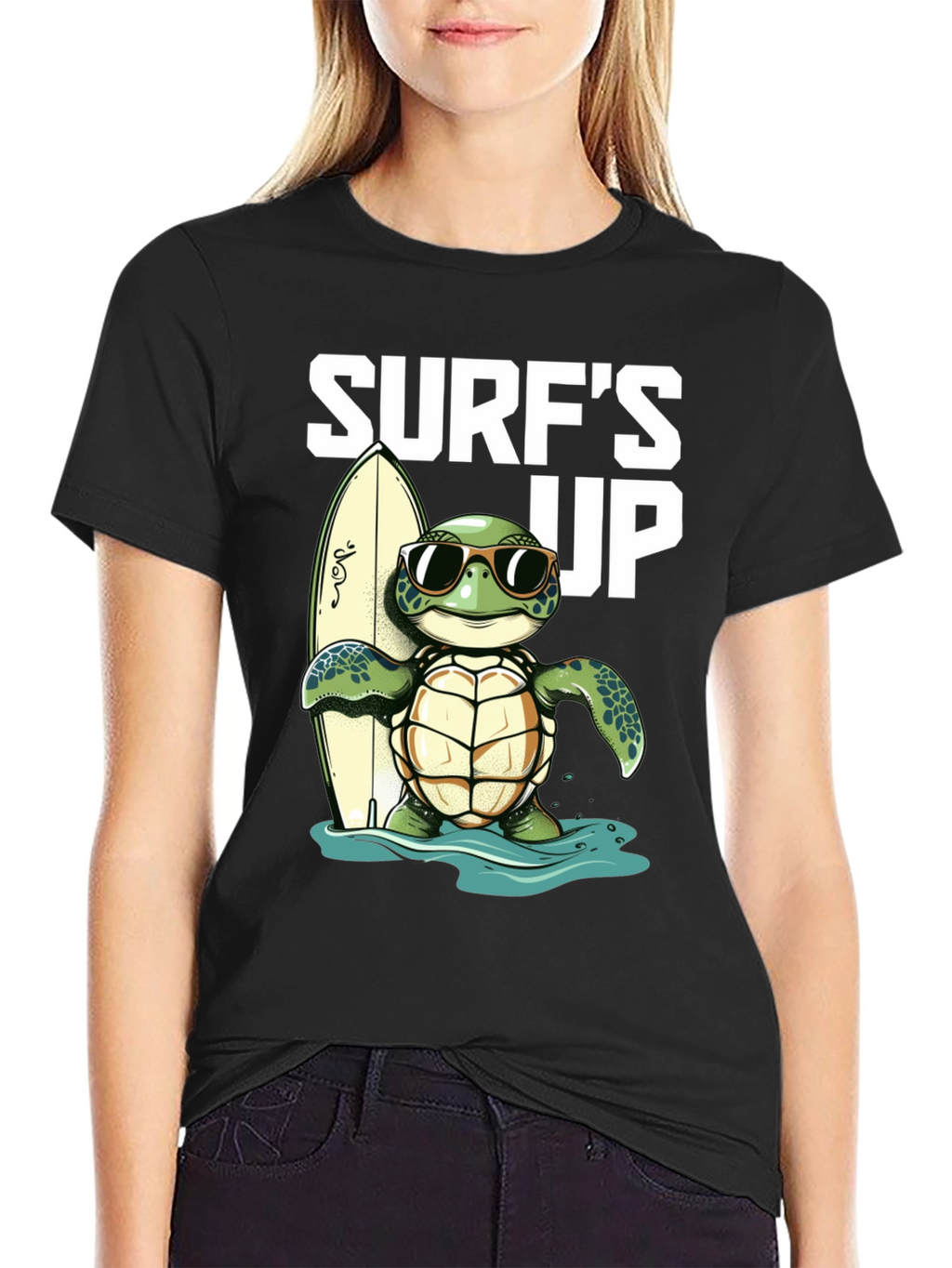 Surfs Up Turtle Graphic Tee - Black