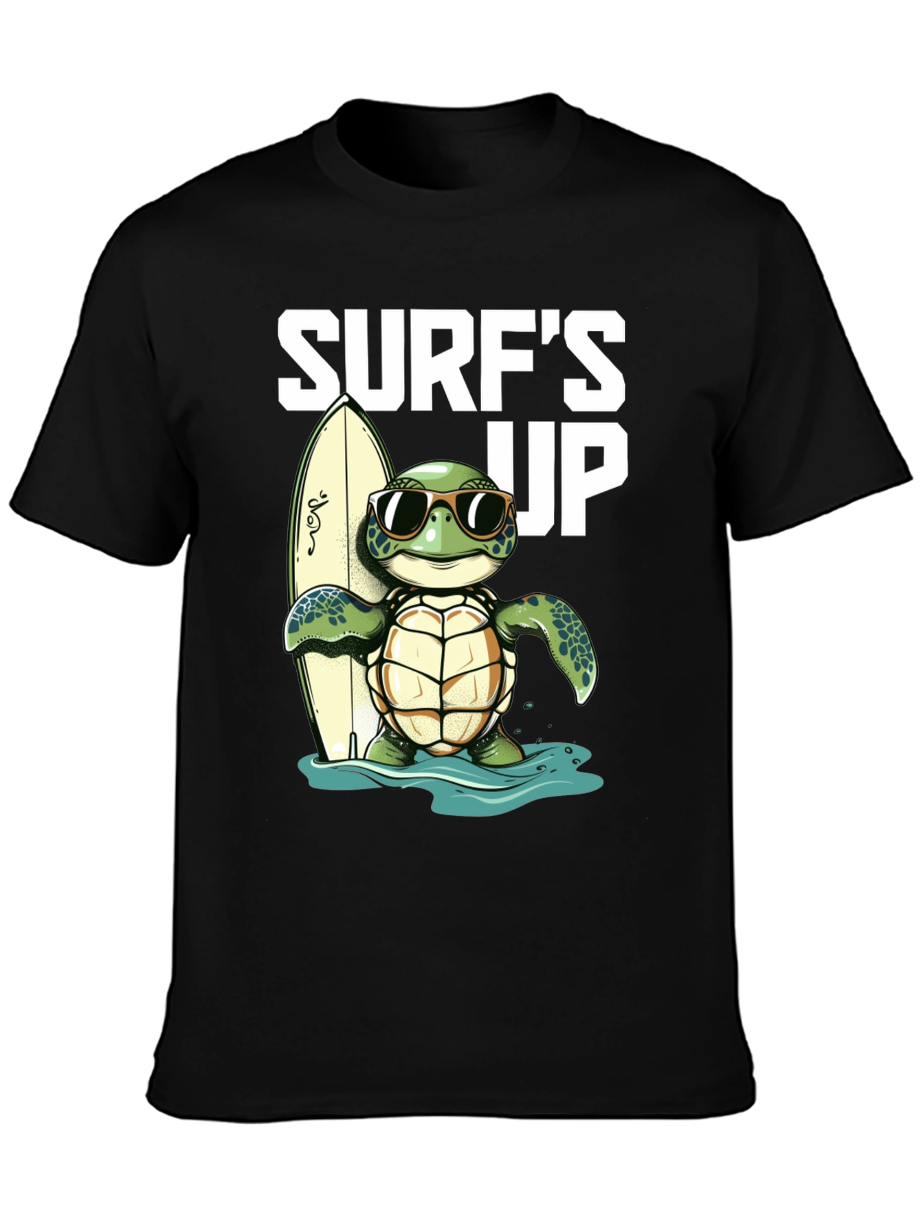 Surfs Up Turtle Graphic Tee - Black