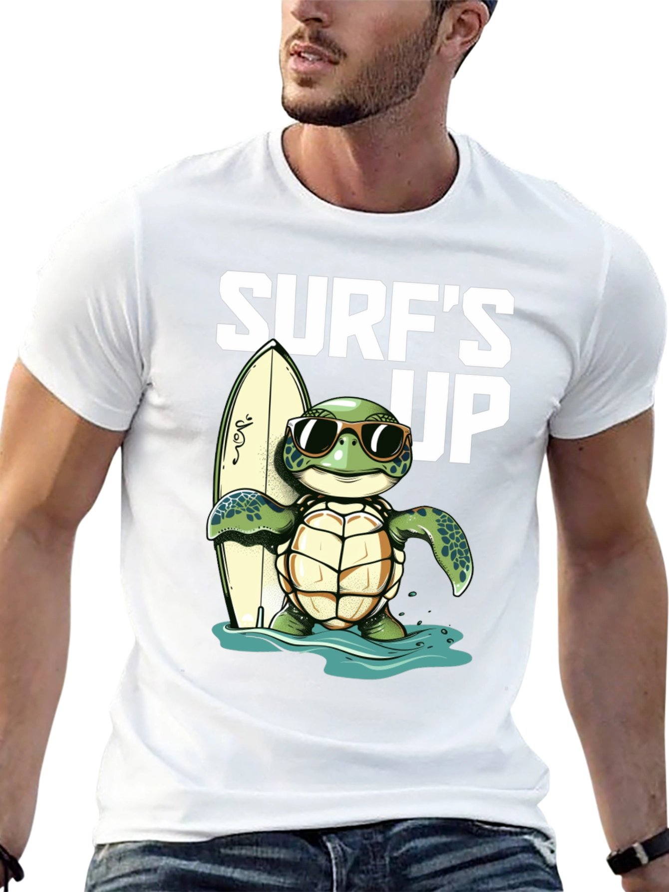 Surfs Up Turtle Graphic Tee - Black