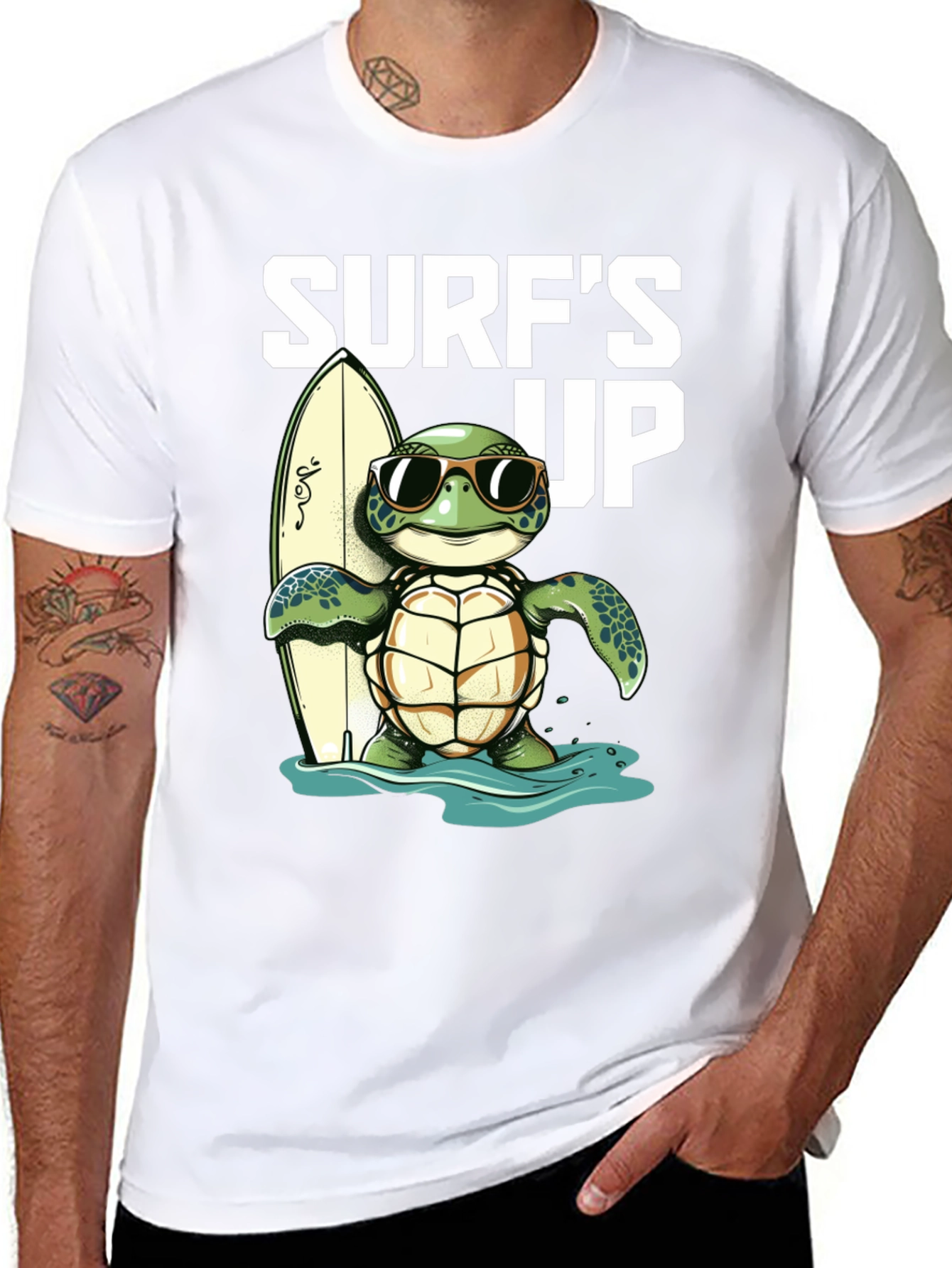 Surfs Up Turtle Graphic Tee - Black