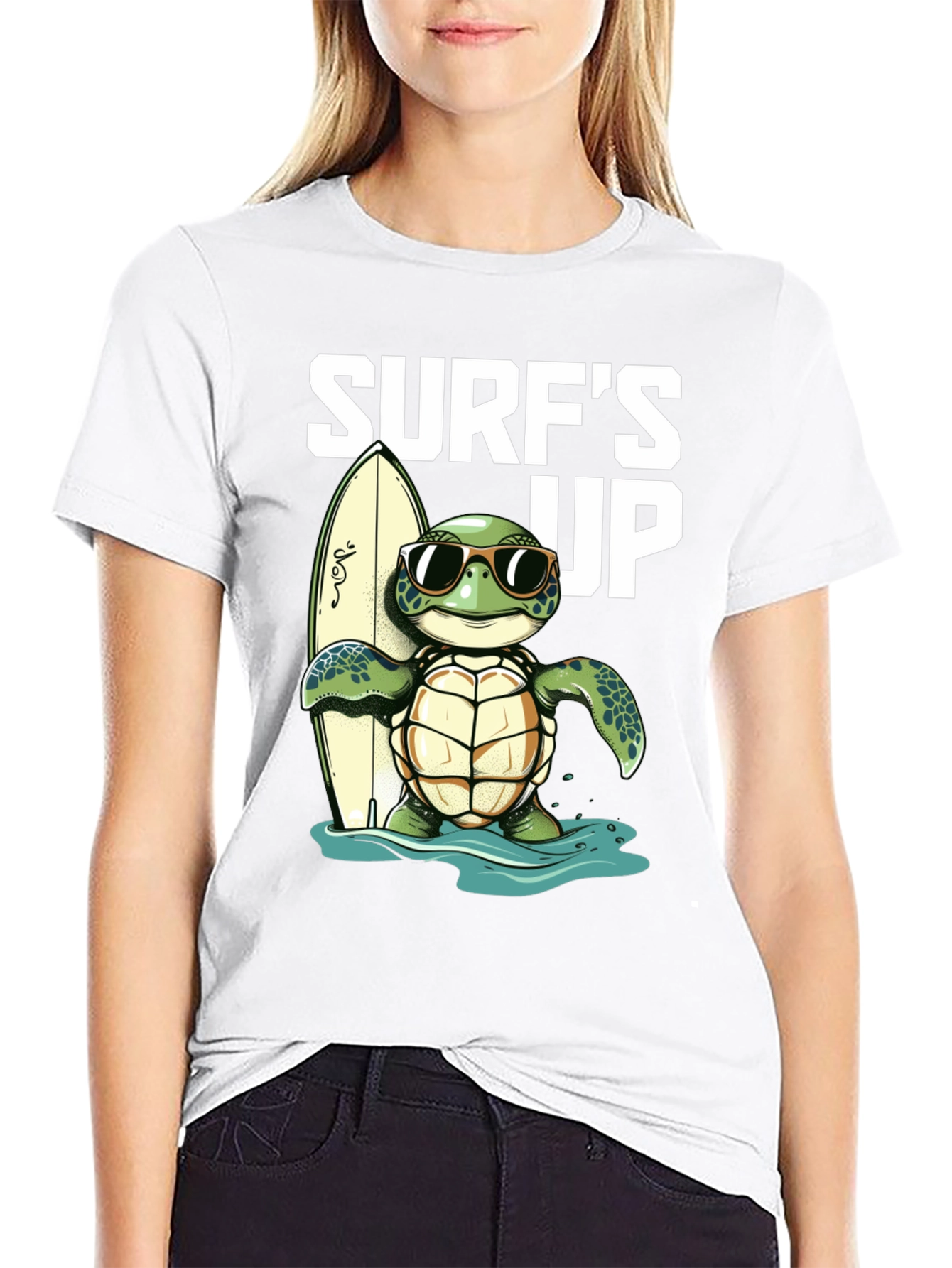 Surfs Up Turtle Graphic Tee - Black
