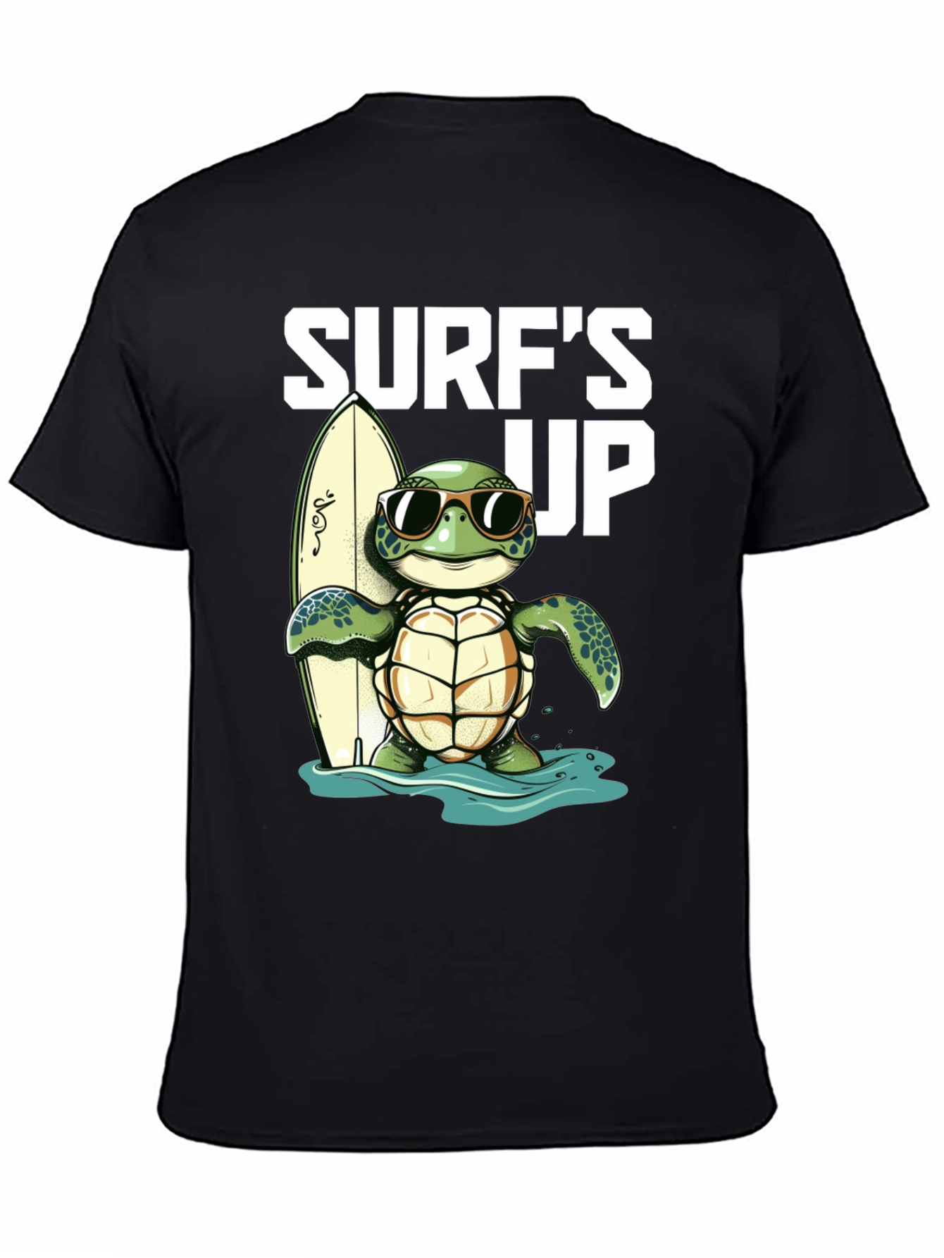 Surfs Up Turtle Graphic Tee - Black