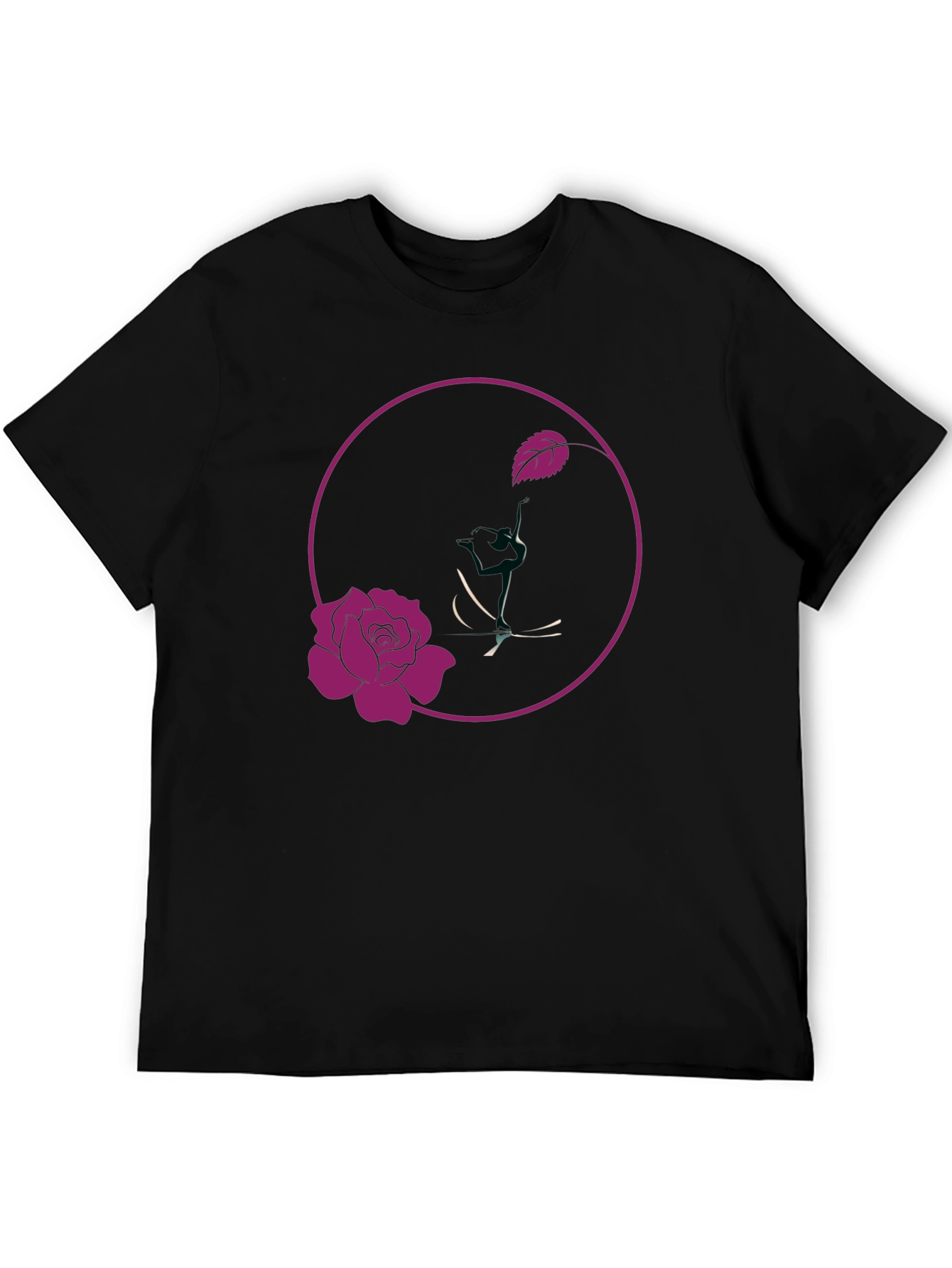 Rose Design Black T-Shirt