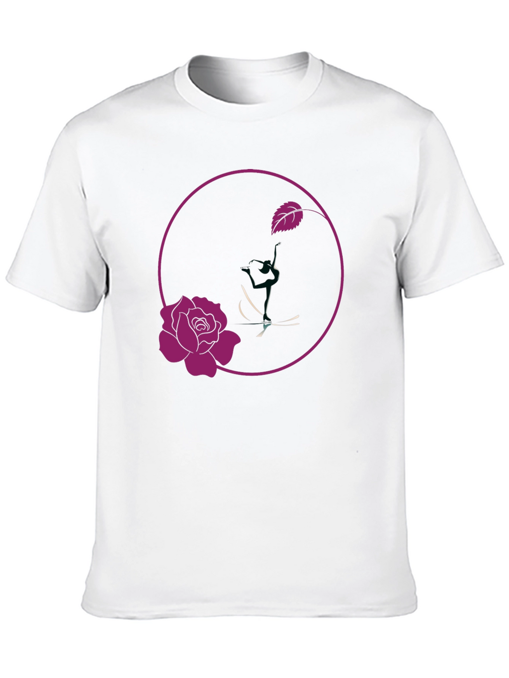 Rose Design Black T-Shirt
