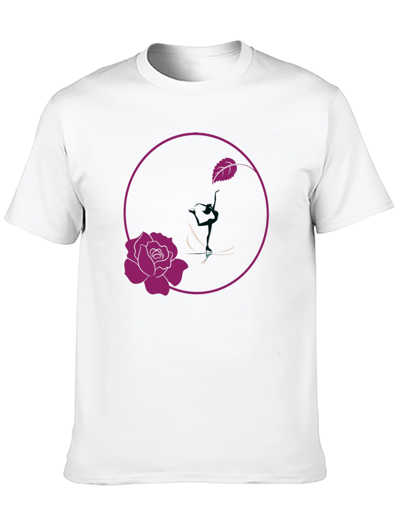 Rose Design Black T-Shirt