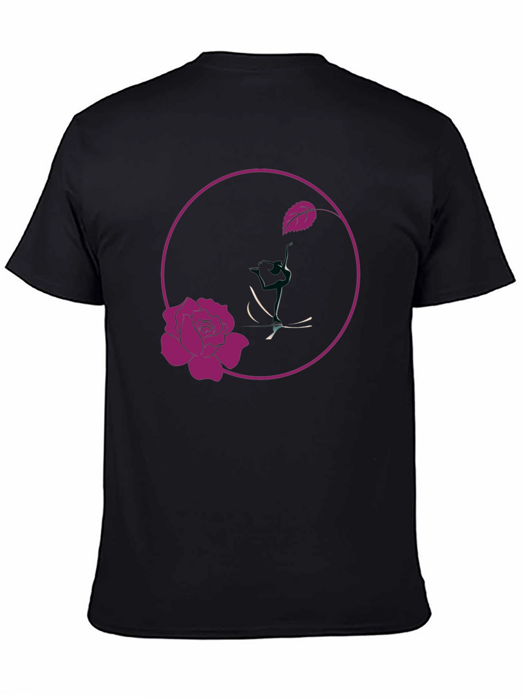 Rose Design Black T-Shirt
