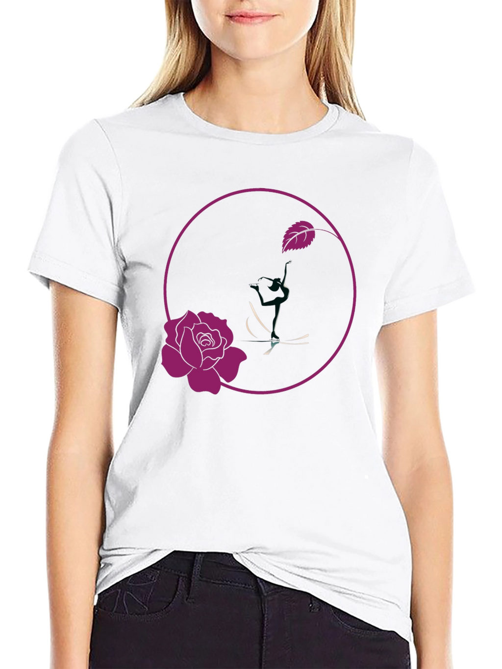 Rose Design Black T-Shirt