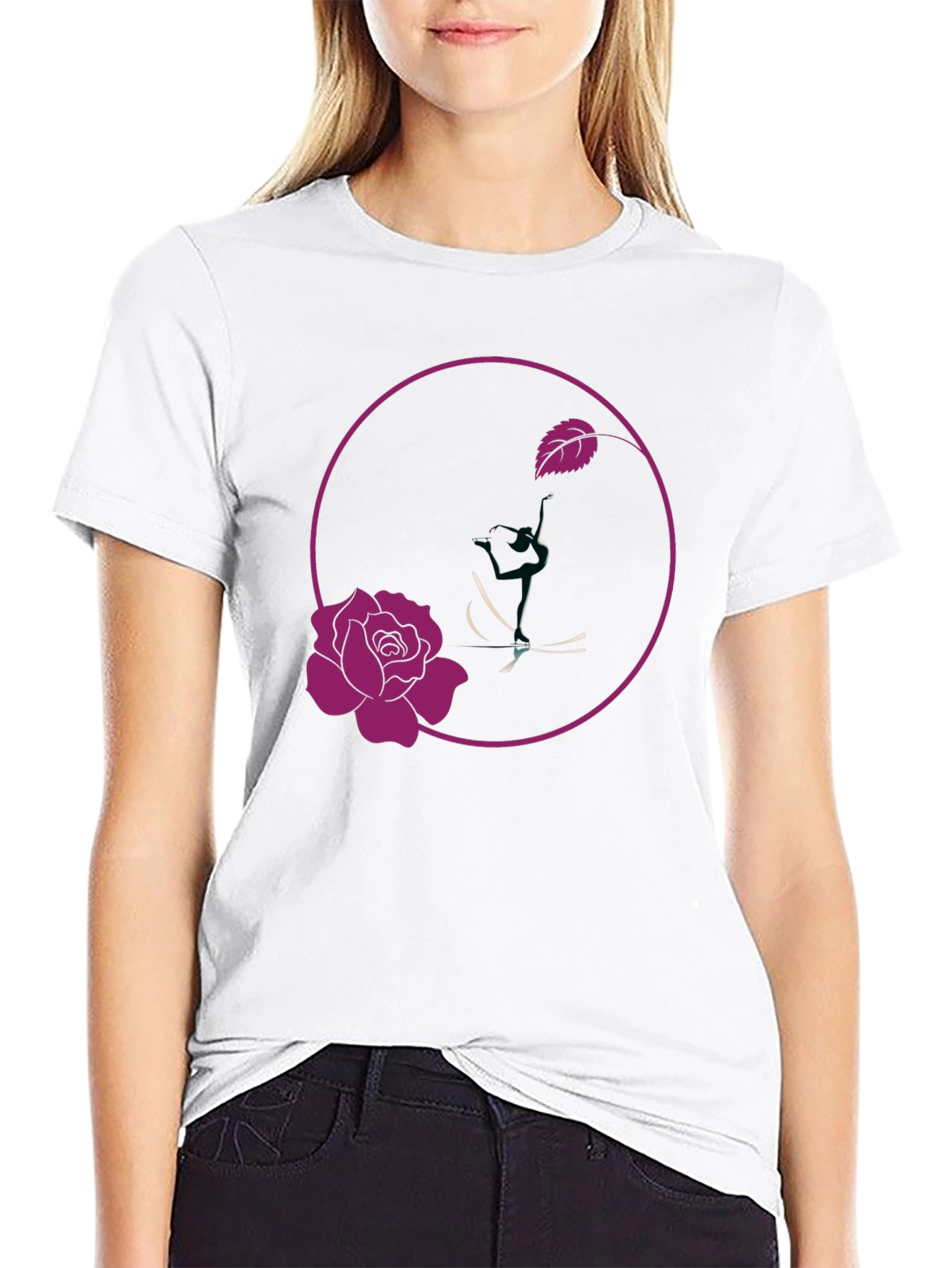 Rose Design Black T-Shirt