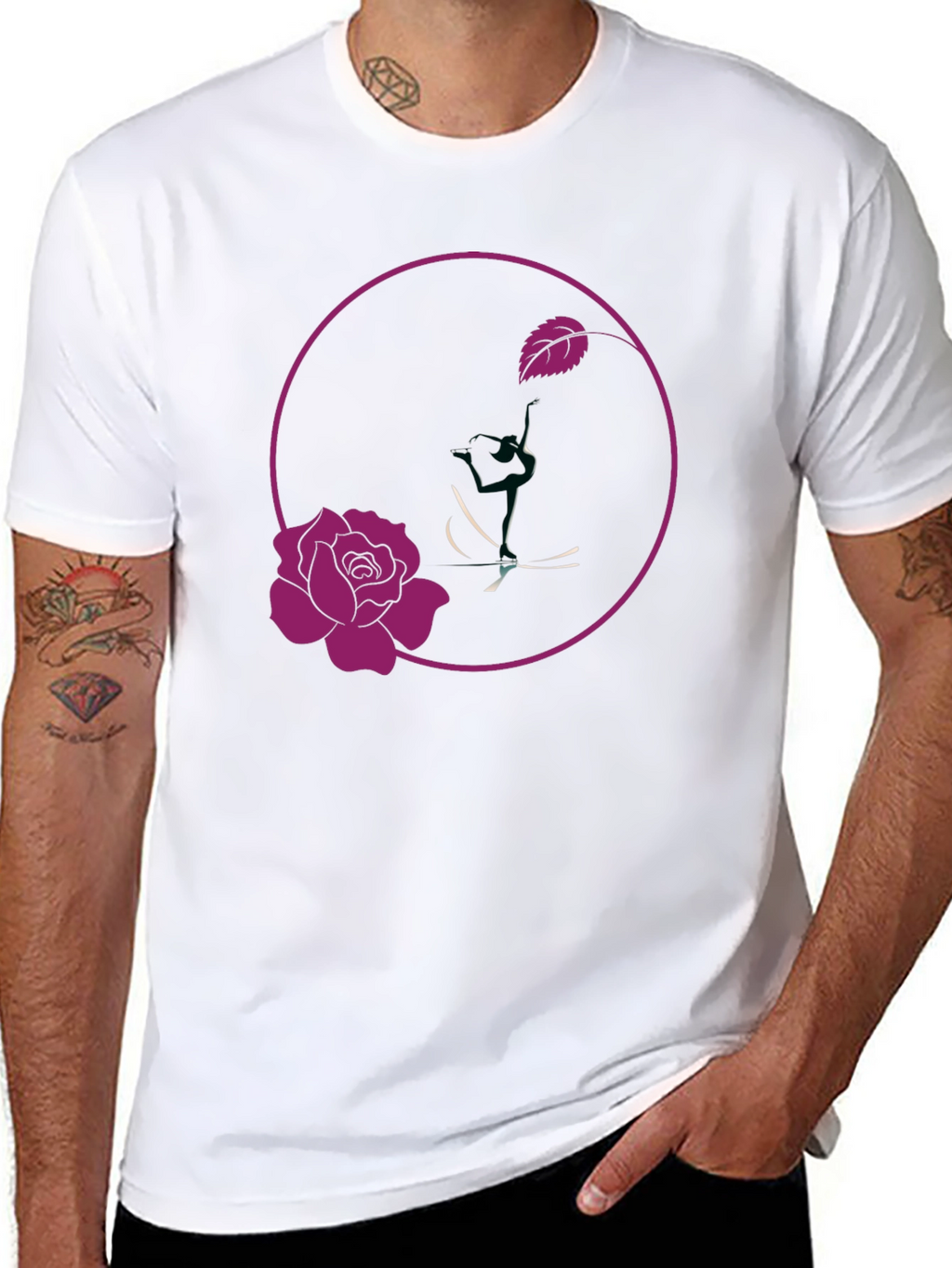 Rose Design Black T-Shirt
