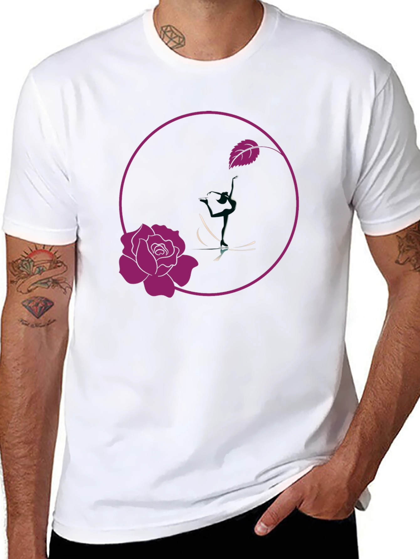 Rose Design Black T-Shirt