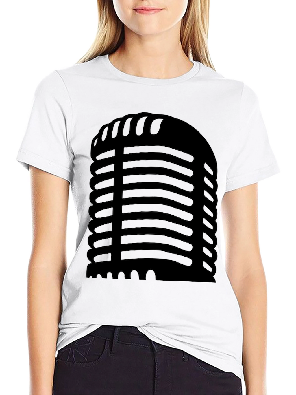 Retro Microphone Graphic Black T-Shirt