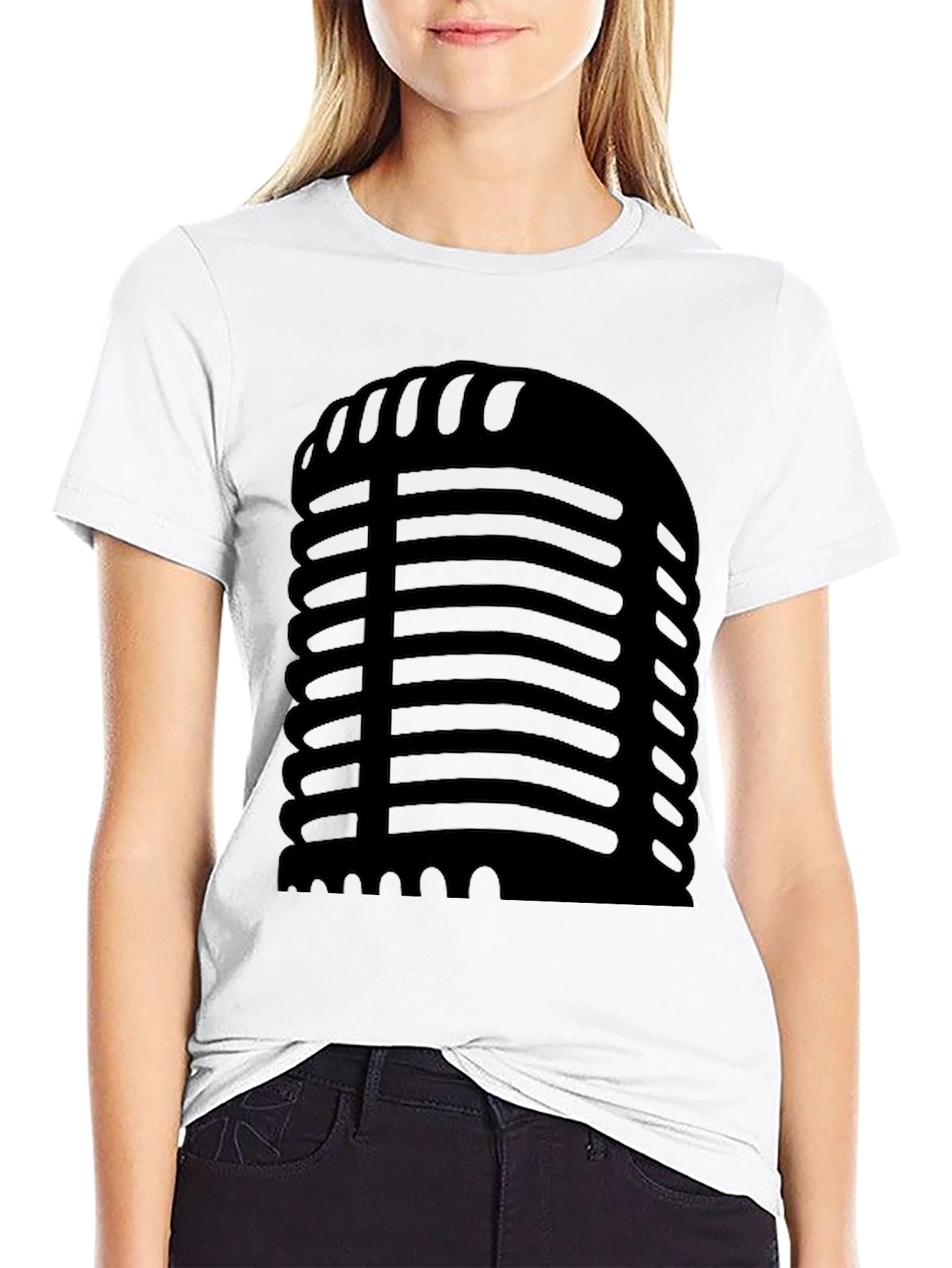 Retro Microphone Graphic Black T-Shirt