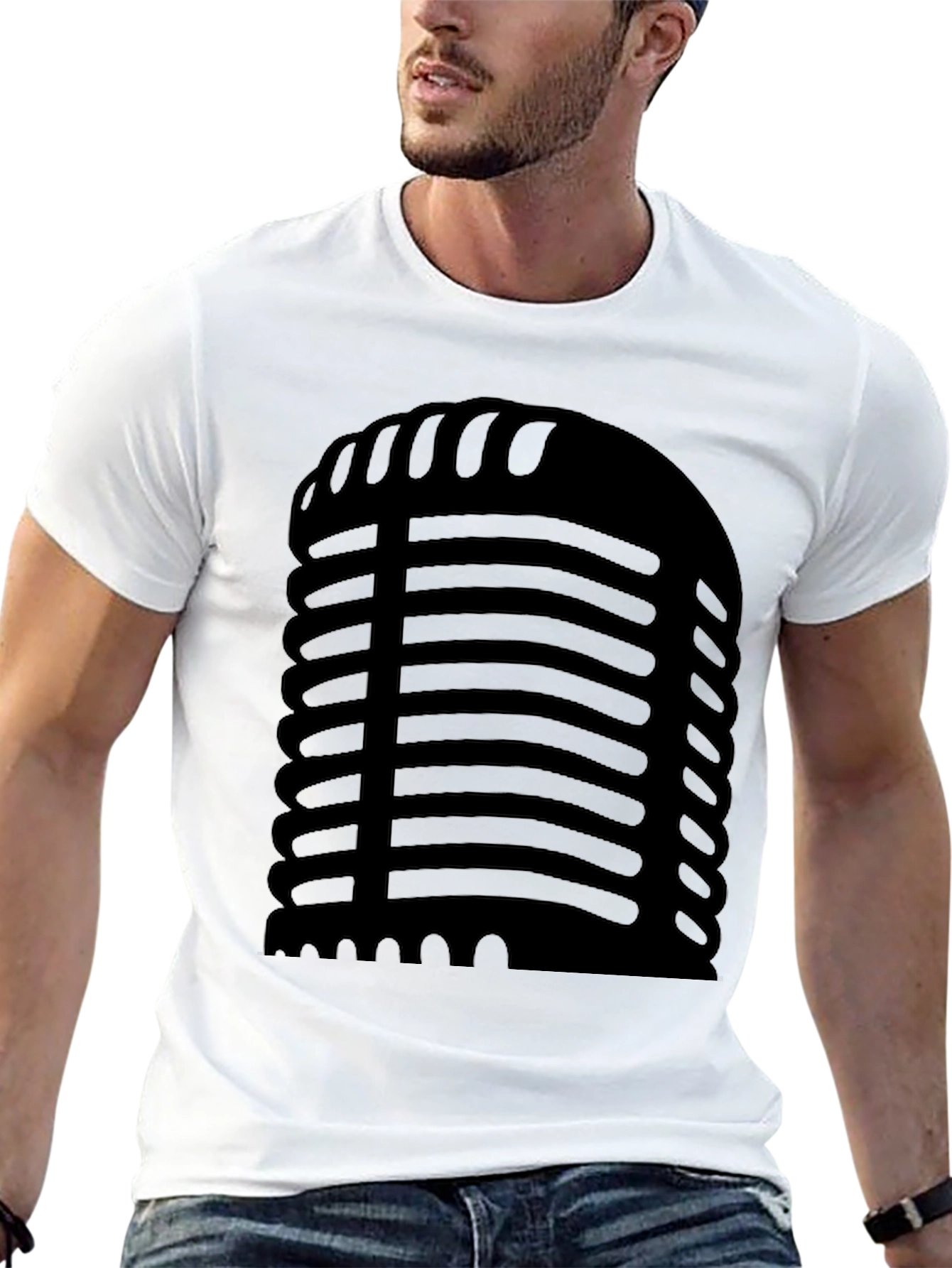Retro Microphone Graphic Black T-Shirt