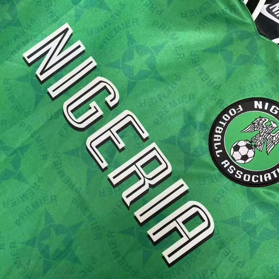 1994/95 Nigeria Home Green Retro Soccer Jersey Detail 3