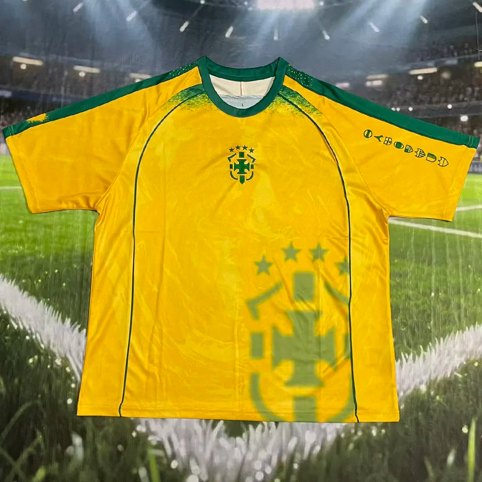 dinho #10 Brazil Yellow Special Edition Retro Style Fans Jersey Back