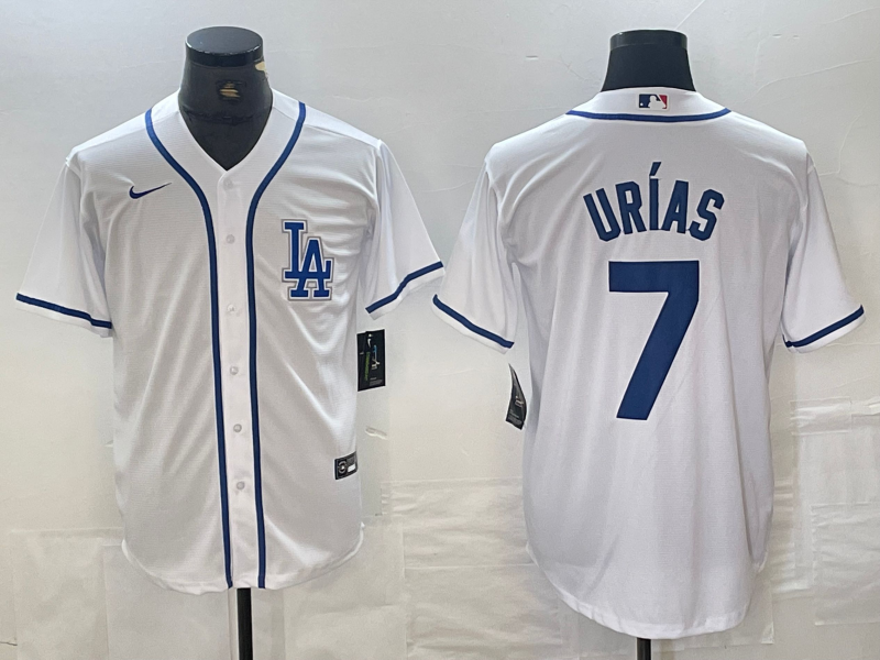 Men's Los Angeles Dodgers Julio Urias #7 White Limited Player Jerseys