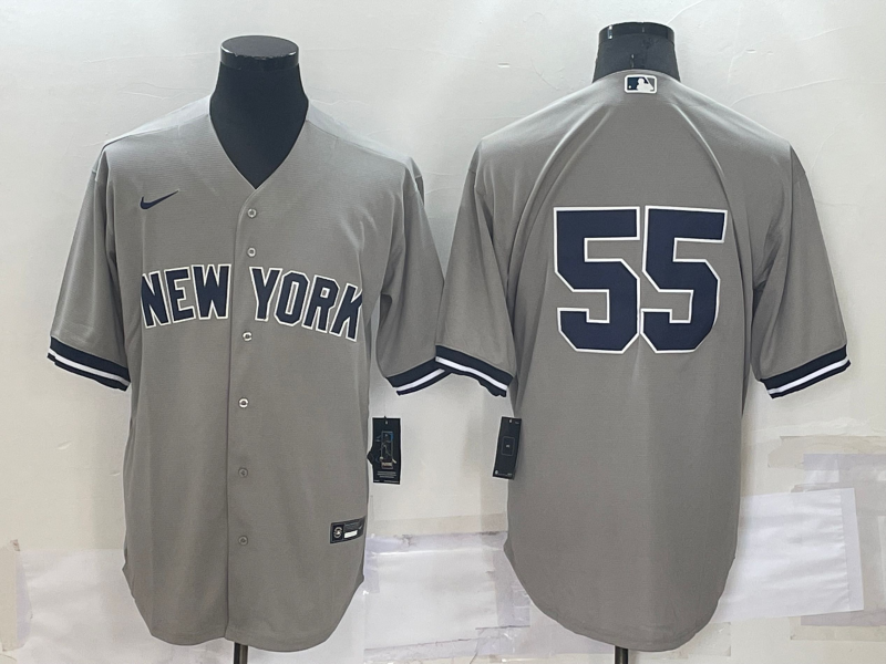 Men's New York Yankees Hideki Matsui #55 Gray Replica Player Name Jerseys