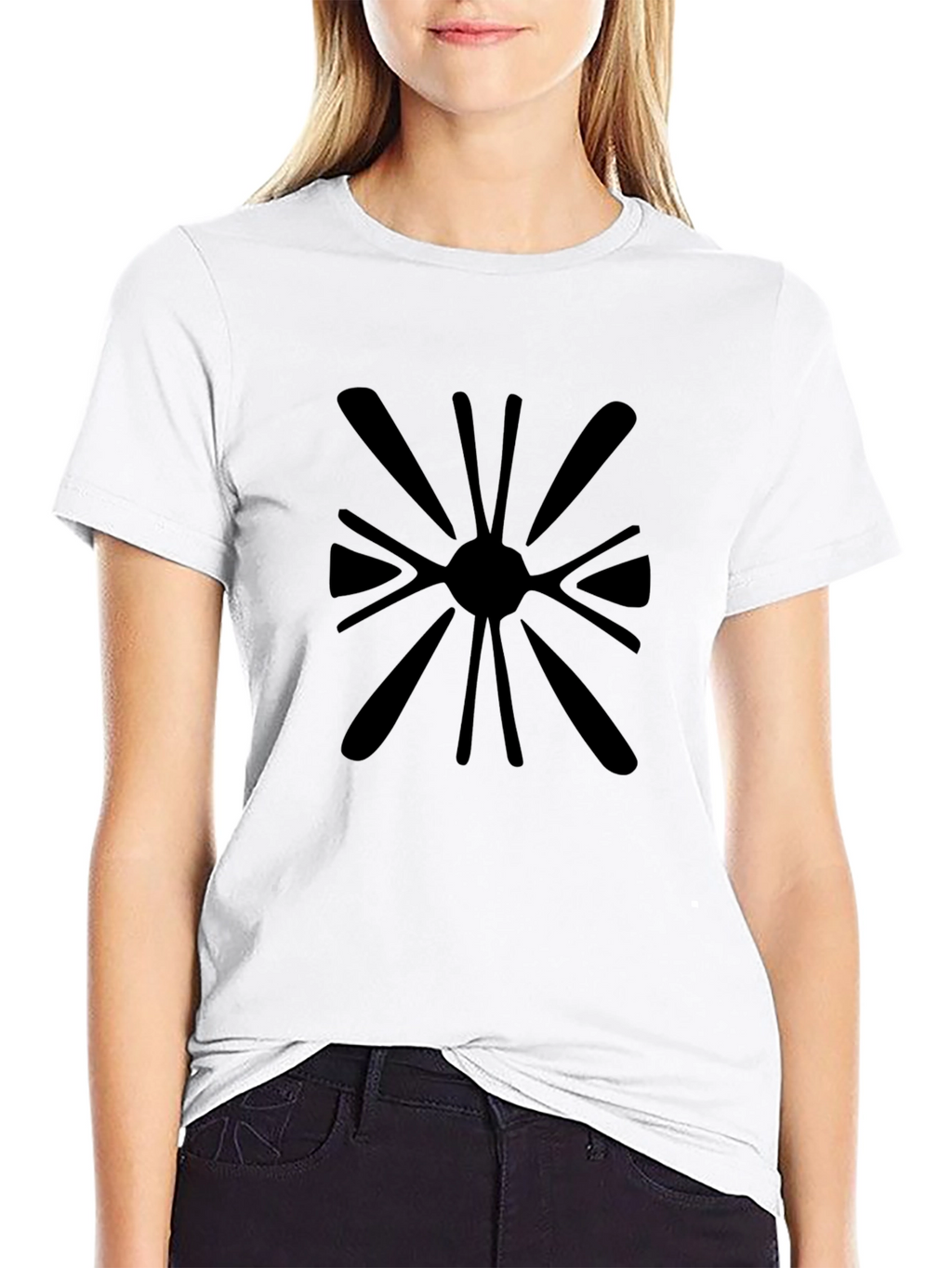 Bold Graphic Tee - Black Sunburst Design