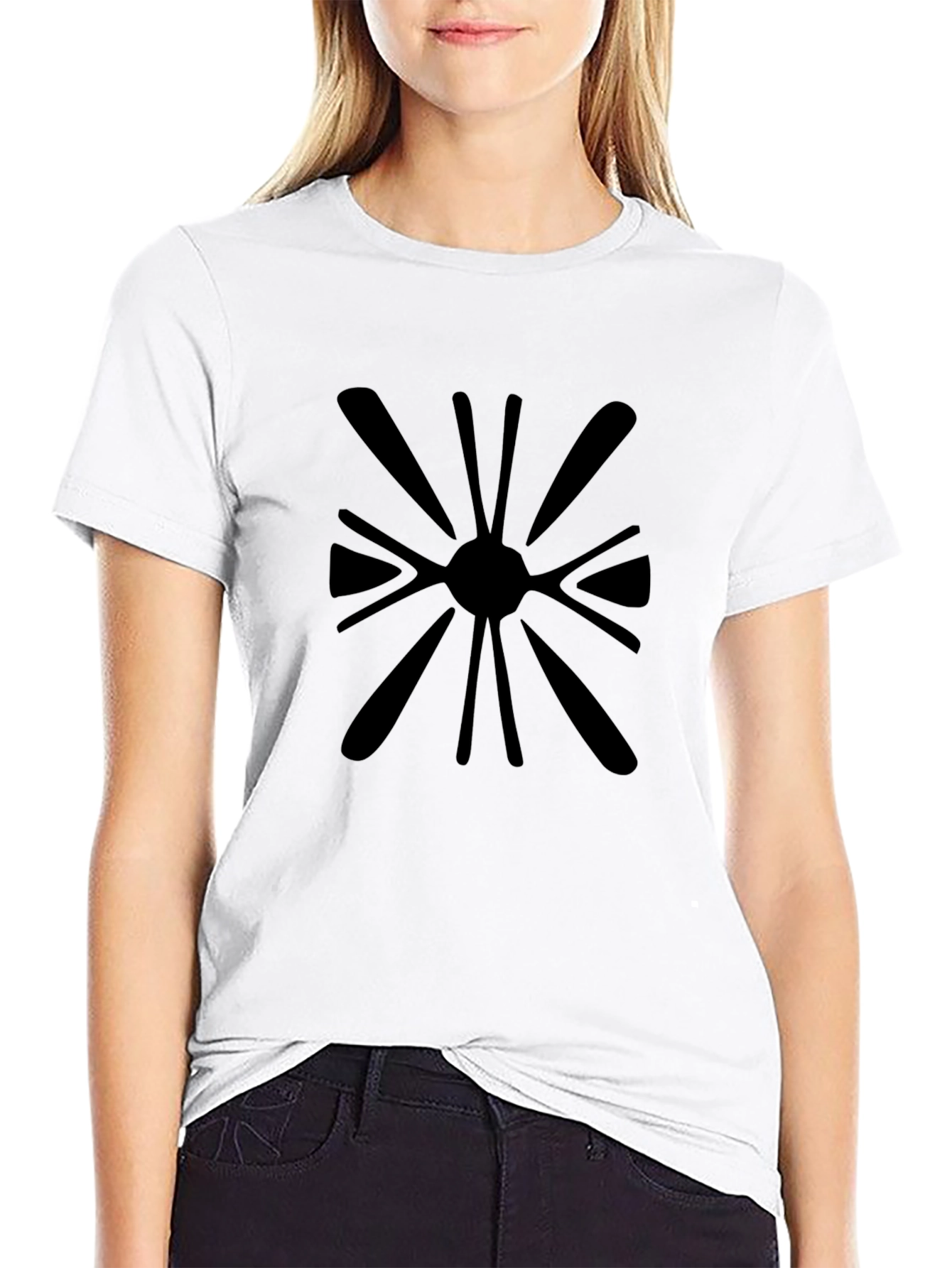 Bold Graphic Tee - Black Sunburst Design