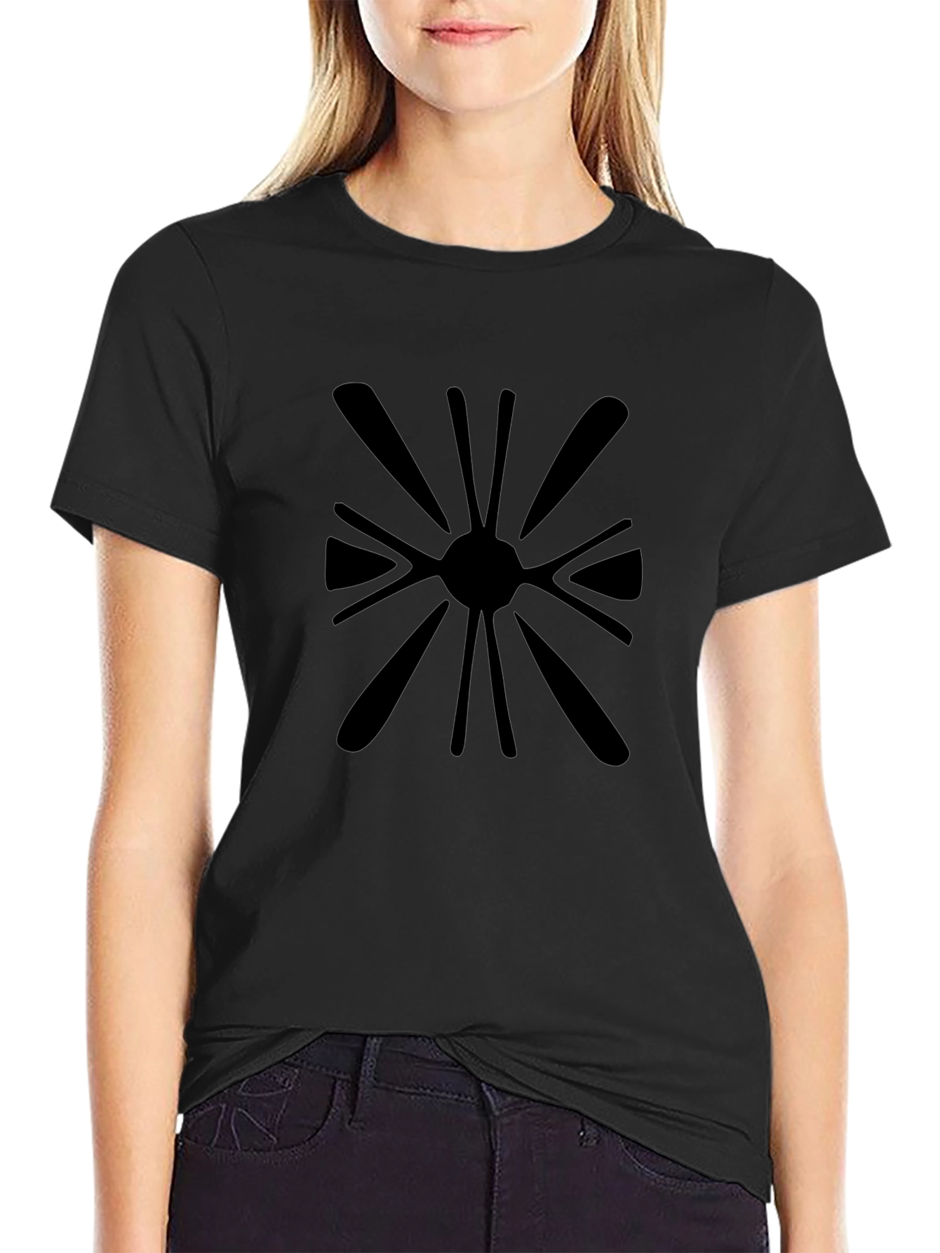 Bold Graphic Tee - Black Sunburst Design