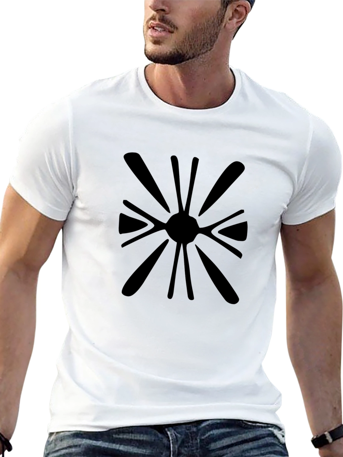 Bold Graphic Tee - Black Sunburst Design