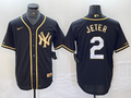 Men's New York Yankees Derek Jeter #2 Black Fashion Stitched Jerseys