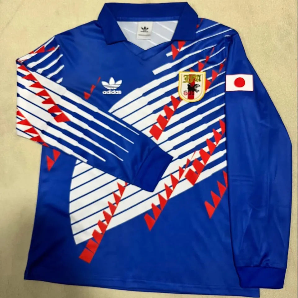 1993 Japan Home Blue Retro Long Sleeve Soccer Jersey Front