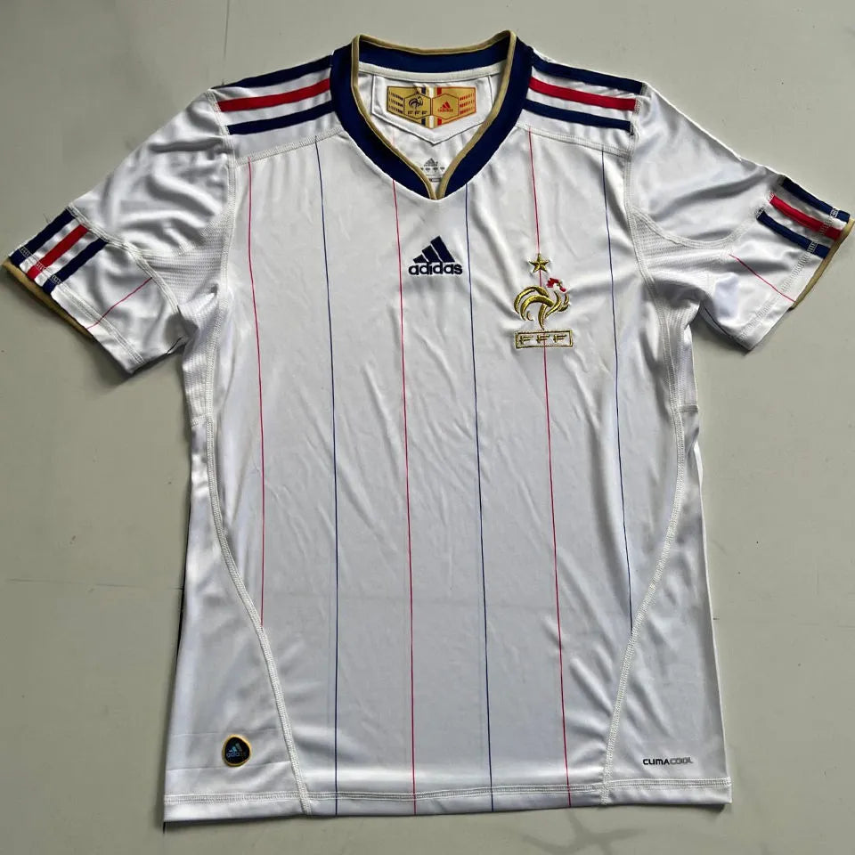 2010 France Away White Retro Soccer Jersey Front