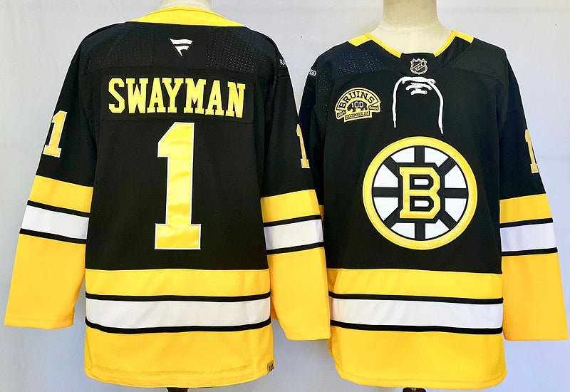 Men's Boston Bruins Jeremy Swayman #1 Black Jerseys