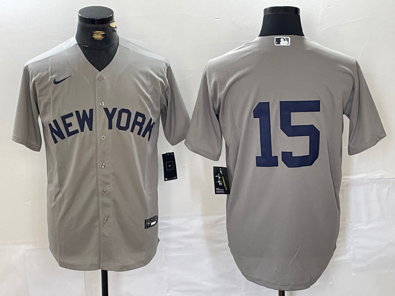 Men's New York Yankees Thurman Munson #15 Gray Replica Player Name Jerseys