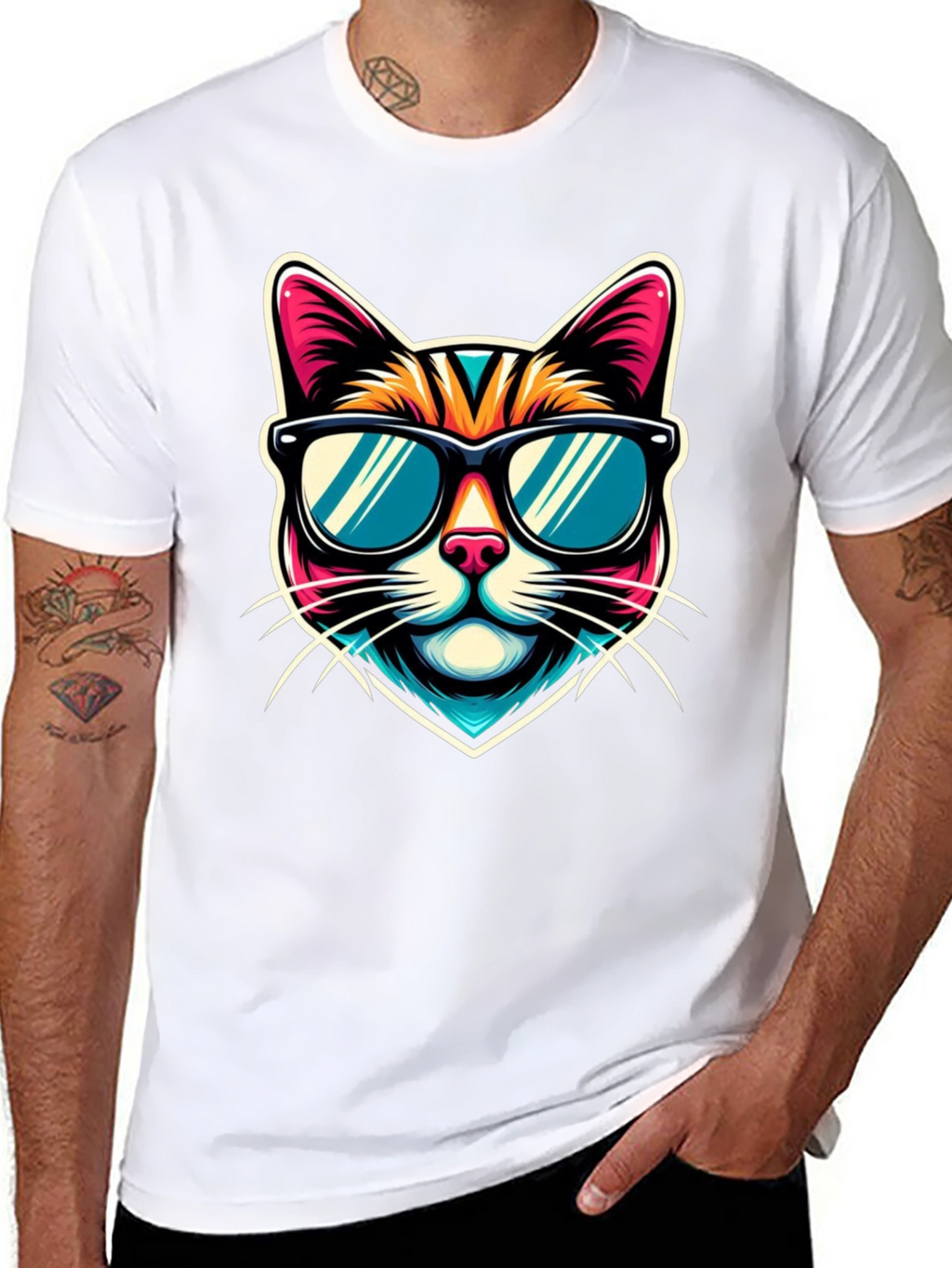Cool Cat Graphic Tee - Mens Black T-Shirt