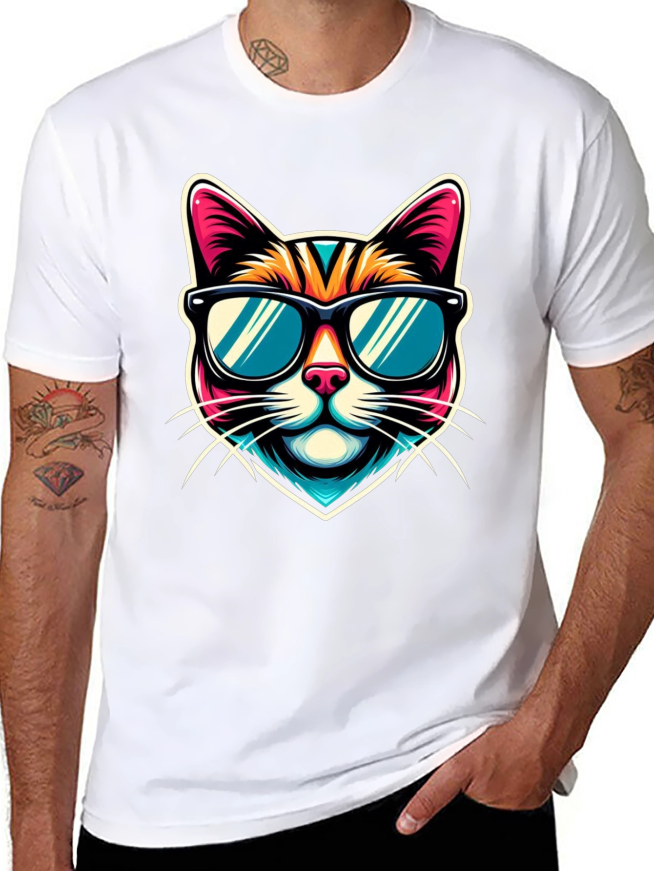 Cool Cat Graphic Tee - Mens Black T-Shirt