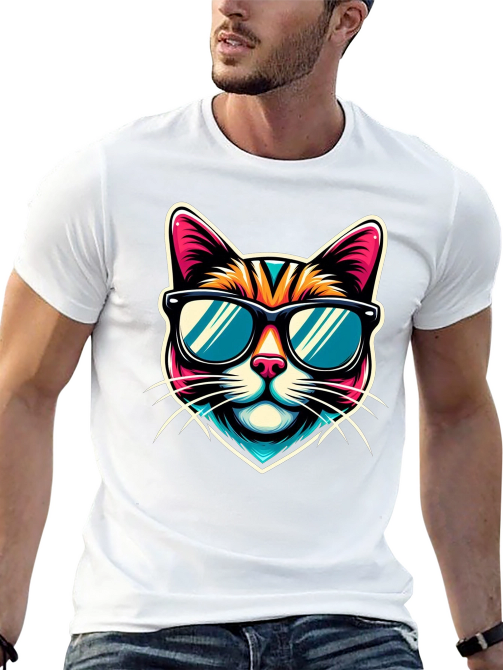 Cool Cat Graphic Tee - Mens Black T-Shirt