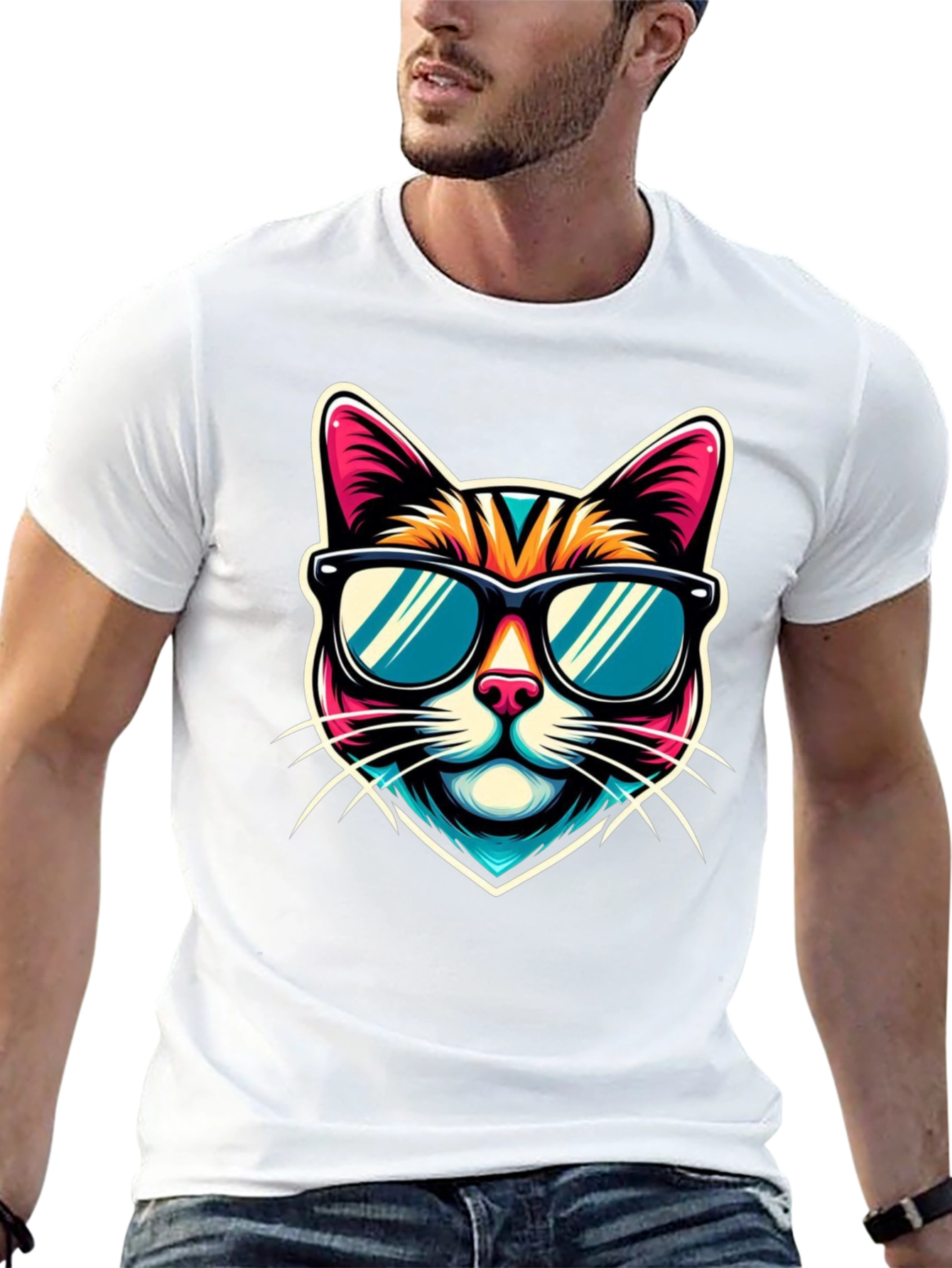 Cool Cat Graphic Tee - Mens Black T-Shirt