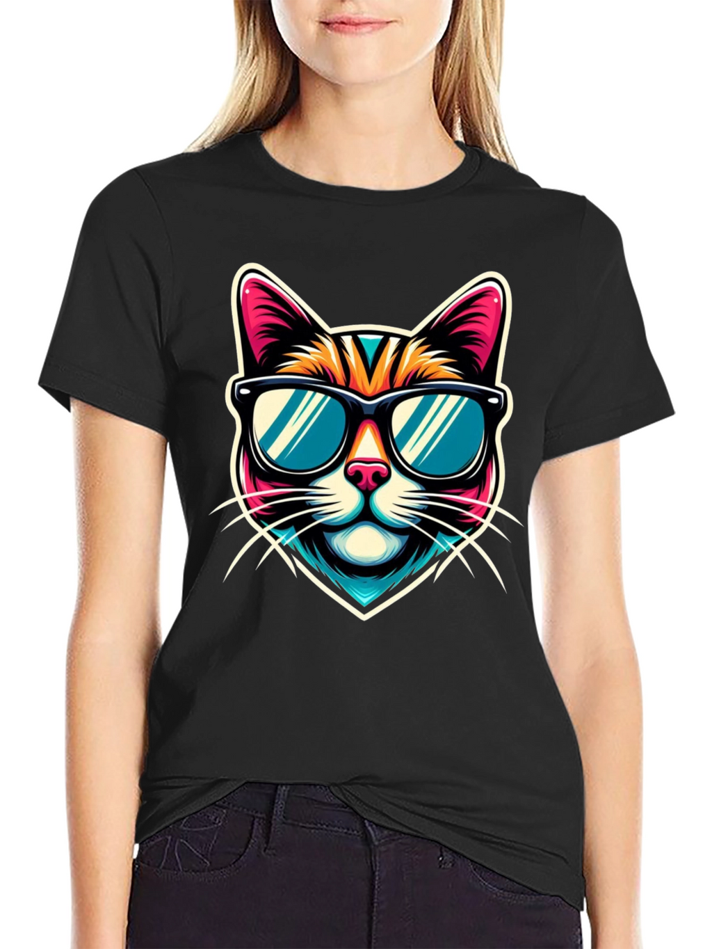 Cool Cat Graphic Tee - Mens Black T-Shirt