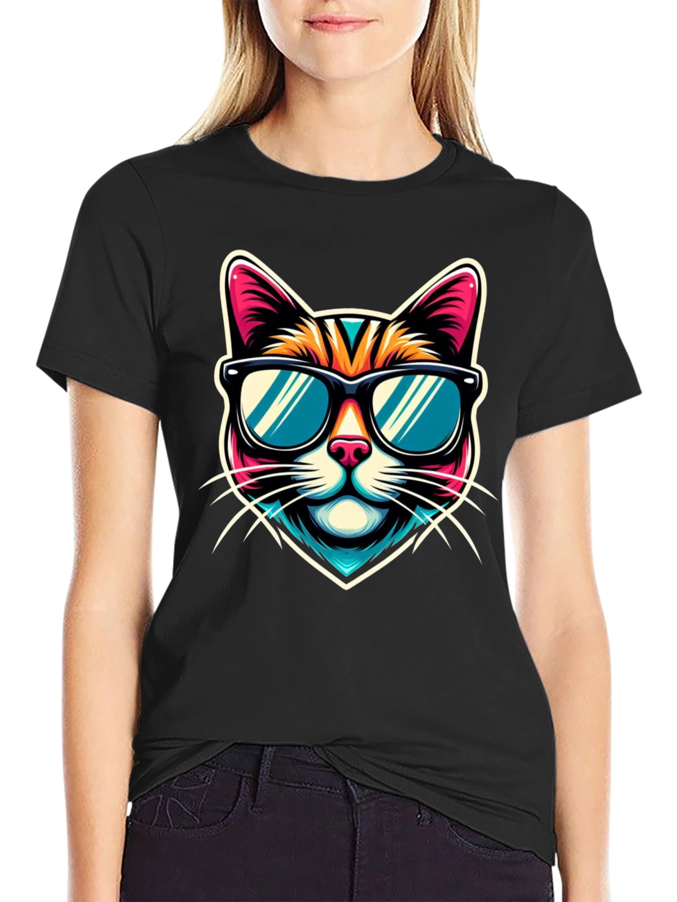 Cool Cat Graphic Tee - Mens Black T-Shirt