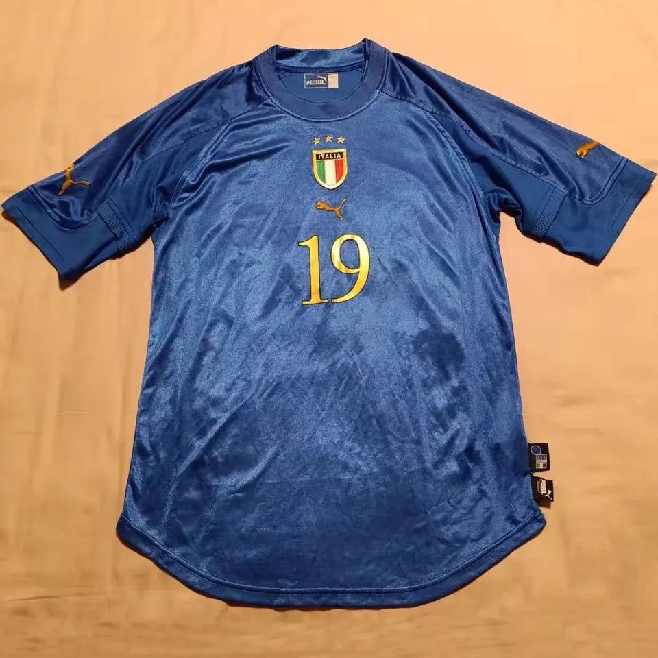 2004 Italy Home Blue Retro Soccer Jersey Front