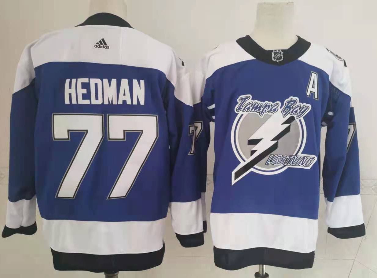 Men's Tampa Bay Lightning Victor Hedman #77 Blue Player Jerseys