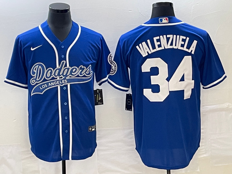 Men's Los Angeles Dodgers Fernando Valenzuela #34 Royal Player Jerseys Joint Edition