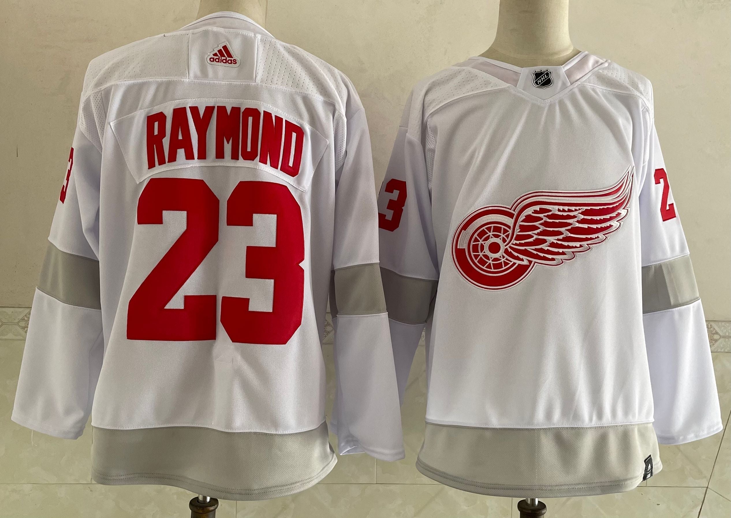 Men's Detroit Red Wings Lucas Raymond #23 White Breakaway Player Jerseys